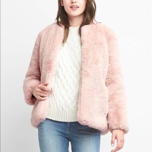 Gap Full Faux Fur Jacket Light Pink XS